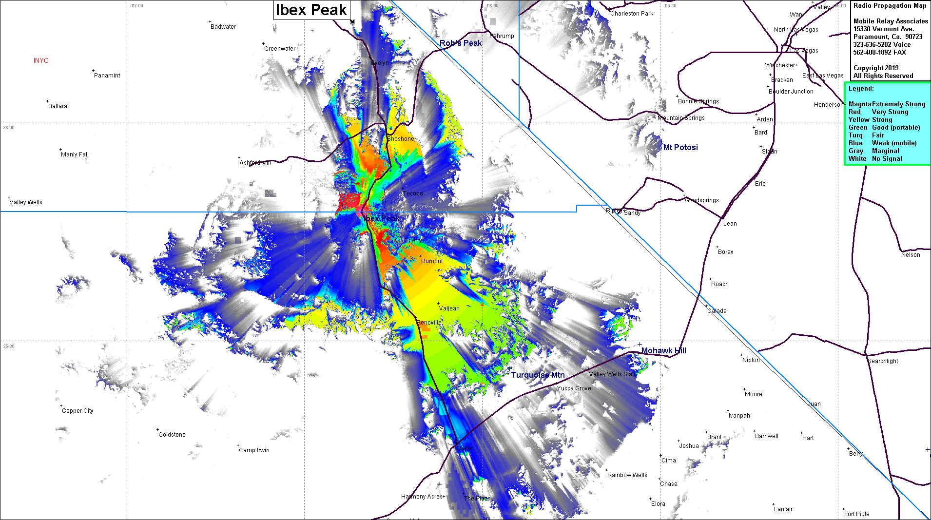 heat map radio coverage Ibex Peak
